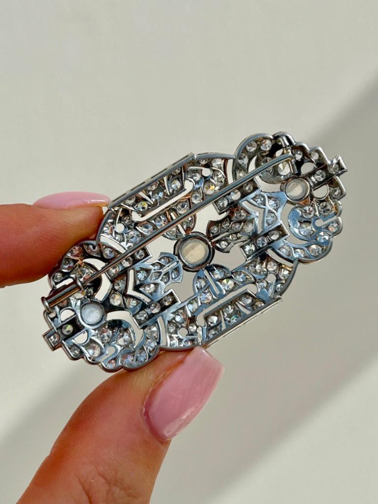 Art Deco Showstopper Moonstone & Diamond Large Brooch - Image 4 of 4