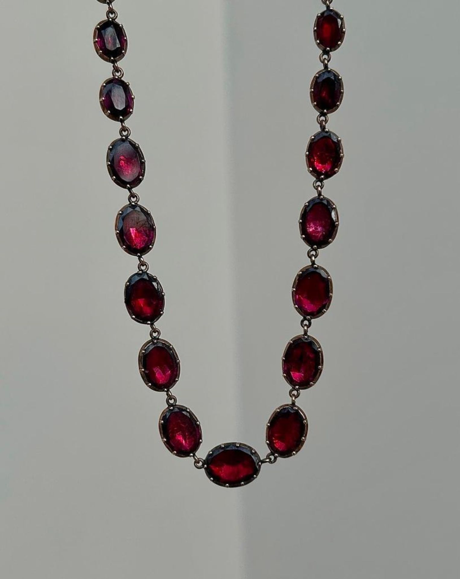 Georgian Flat Cut Garnet Necklace & Earrings Set the most exquisite Georgian garnet jewellery set