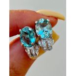 Outstanding Aquamarine and Diamond 18ct White Gold Large Earrings