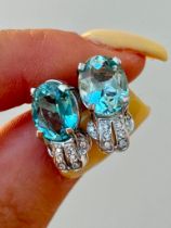 Outstanding Aquamarine and Diamond 18ct White Gold Large Earrings