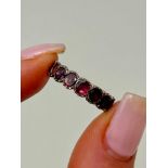 Georgian Flat Cut Garnet Full Eternity Band Ring in Gold