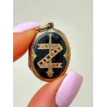 Antique Enamel In Memory Of Locket Pendant