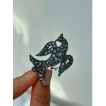 Large Antique Gold and Silver Paste Bird Brooch
