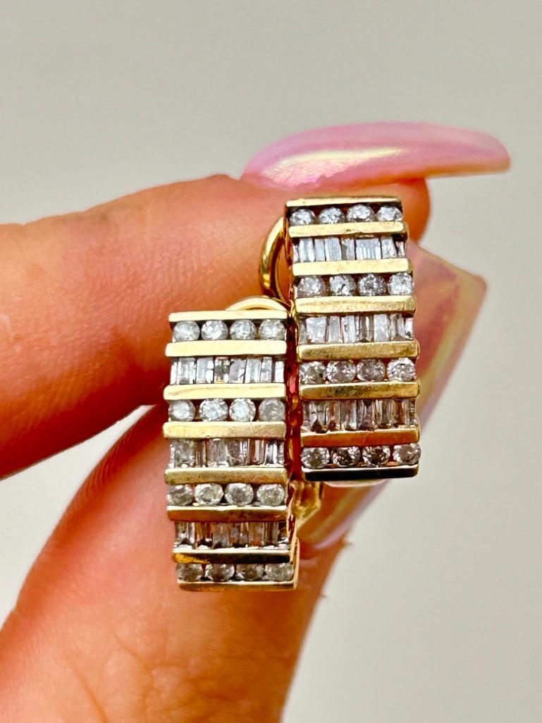 Vintage Diamond and Gold Hoop Earrings - Image 5 of 8