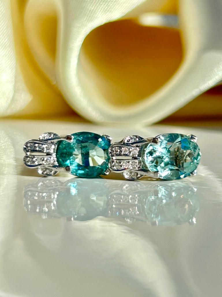 Outstanding Aquamarine and Diamond 18ct White Gold Large Earrings - Image 2 of 6