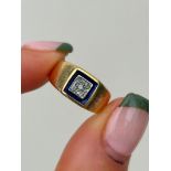 Sweet Square 18ct Yellow Gold Blue Enamel Signet Ring