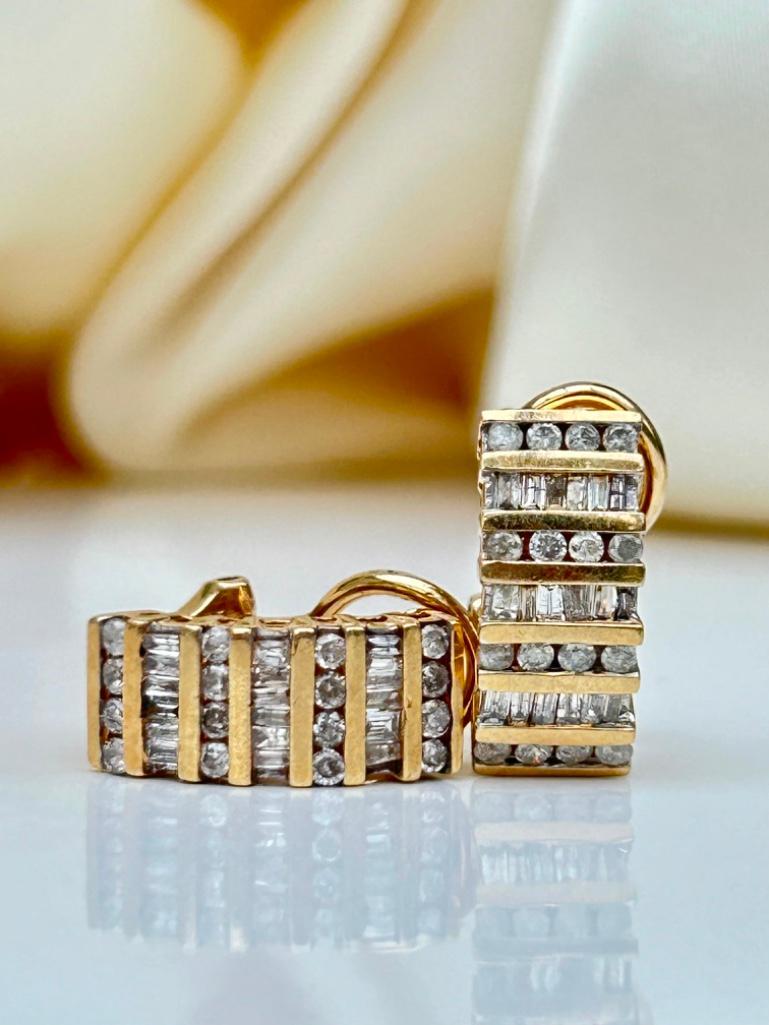 Vintage Diamond and Gold Hoop Earrings - Image 2 of 8