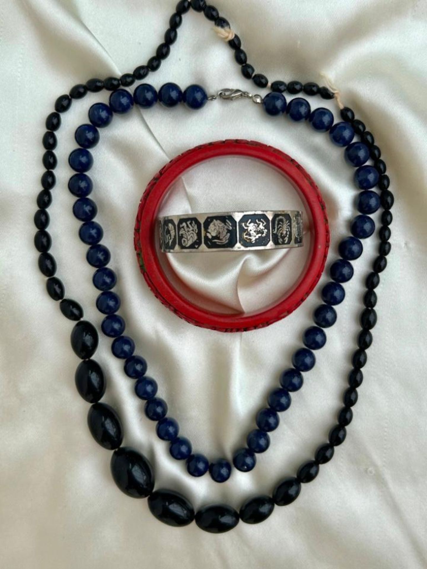 Large Mixed Lot of Jewellery INC Jet Bead Necklace and Lapis Necklace and Chinese bangle