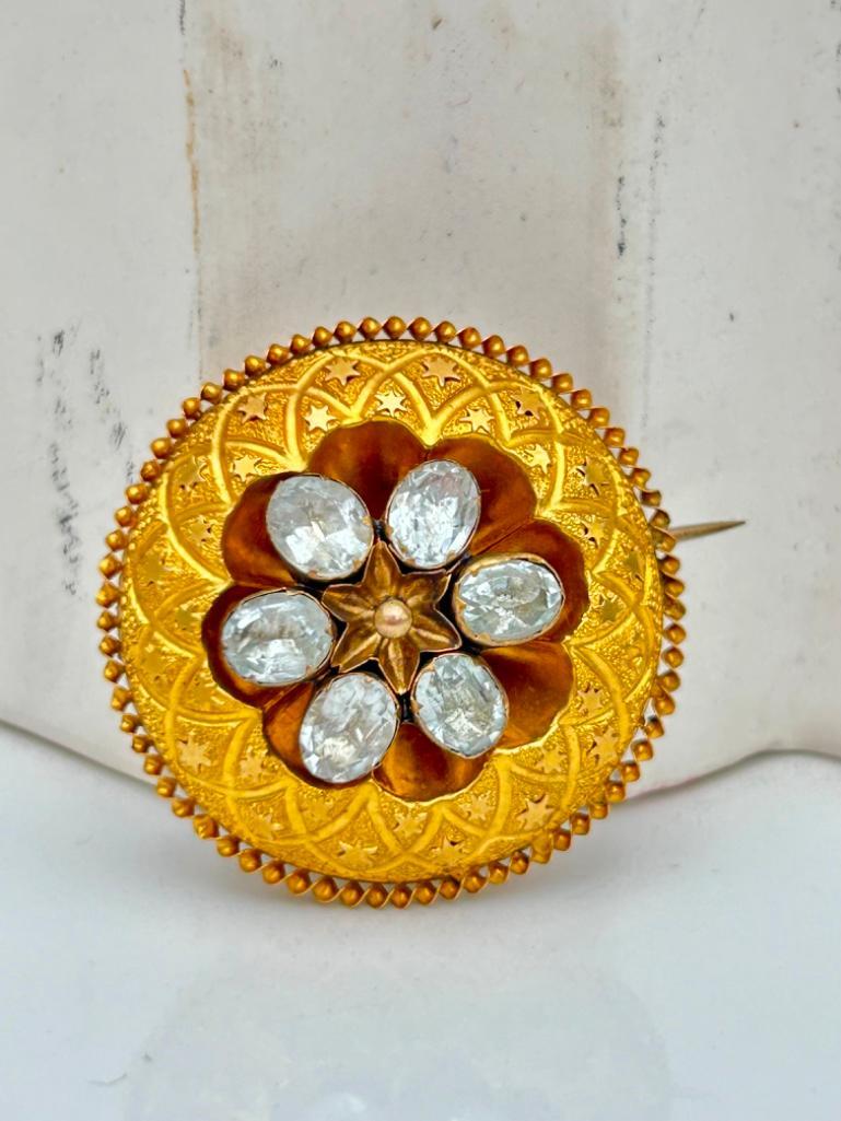 Antique 18ct Yellow Gold Memorial Brooch with Locket Back