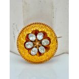Antique 18ct Yellow Gold Memorial Brooch with Locket Back