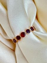 Antique Georgian Era Garnet Full Eternity Band Hoop Ring in Gold