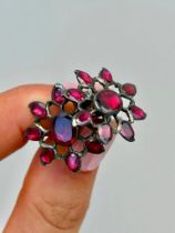 Antique Flat Cut Garnet Large Earrings