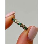 9ct Gold Pretty Emerald and Diamond Half Hoop Eternity Band Ring