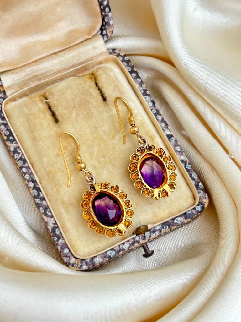 Boxed Gold and Amethyst Earrings - Image 6 of 6