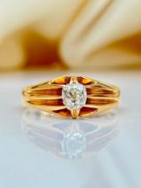 Antique Chunky 18ct Yellow Gold Diamond Belcher Ring