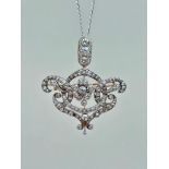 Outstanding Antique Diamond Lavaliere Pendant with Brooch Fittings