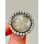 Amazing Man in the Moon Face Large Brooch