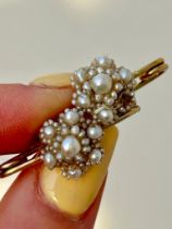 Set of Two Antique Pearl and Gold Safety Pin Brooches