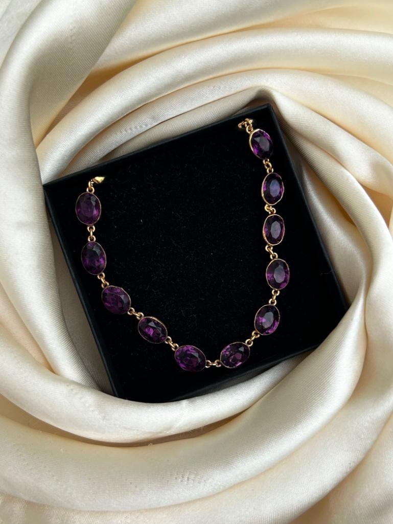 Antique Foiled Amethyst Riviere Necklace - Image 5 of 6