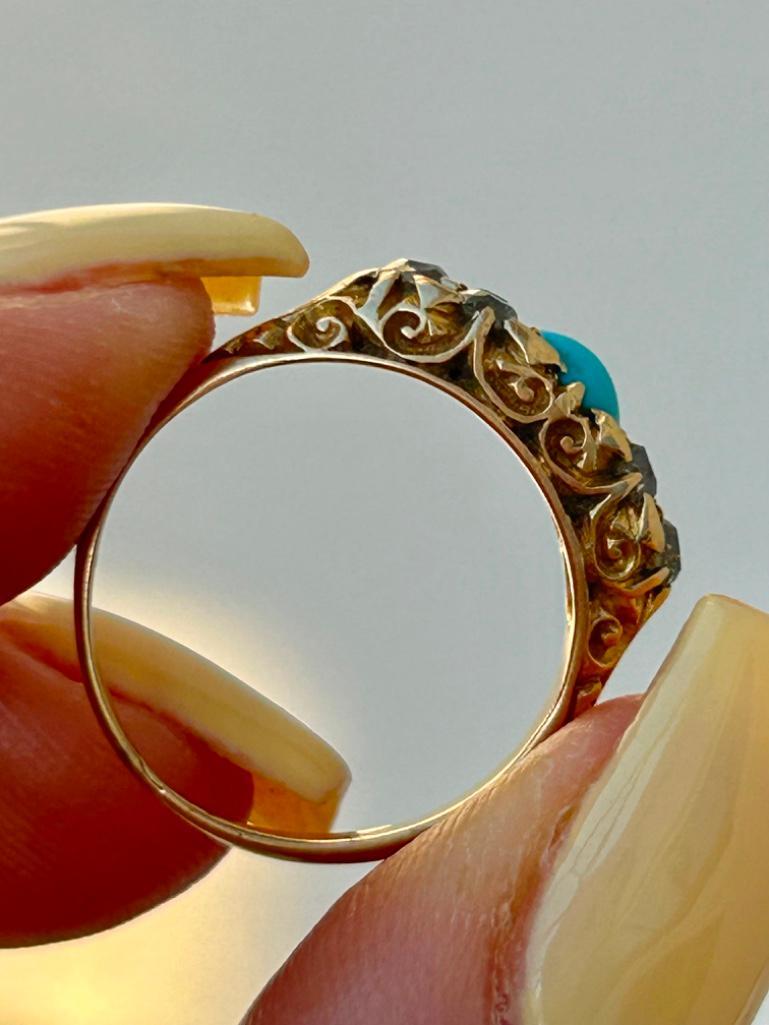 Wonderful Antique 18ct Yellow Gold Turquoise and Diamond Ring - Image 6 of 7