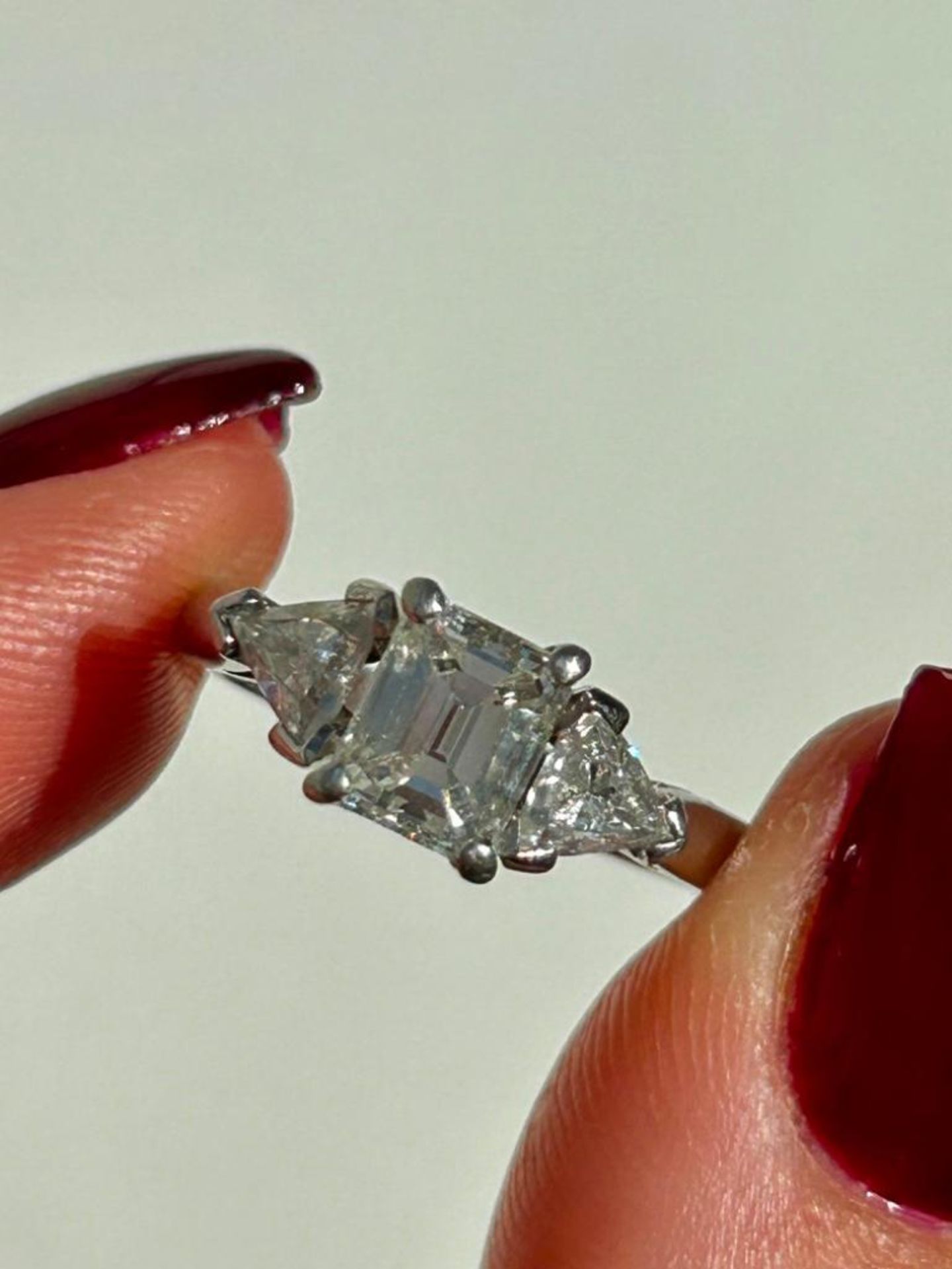 1.45 Carat Emerald Cut Diamond Ring Set in Platinum with Certificate - Image 7 of 9