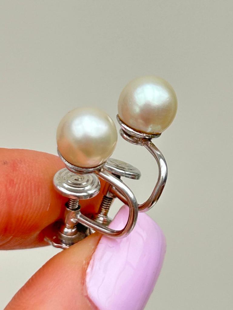 14ct White Gold Pearl Earrings - Image 2 of 4