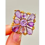 Late Georgian 15ct Yellow Gold Amethyst Pendant Brooch