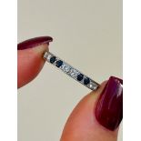 Sapphire and Diamond Full Eternity Band Ring in White Gold