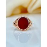 Antique Heavy 9ct Gold Carnelian Signet Ring