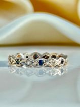 18ct White Gold Sapphire and Diamond Full Eternity Band Ring