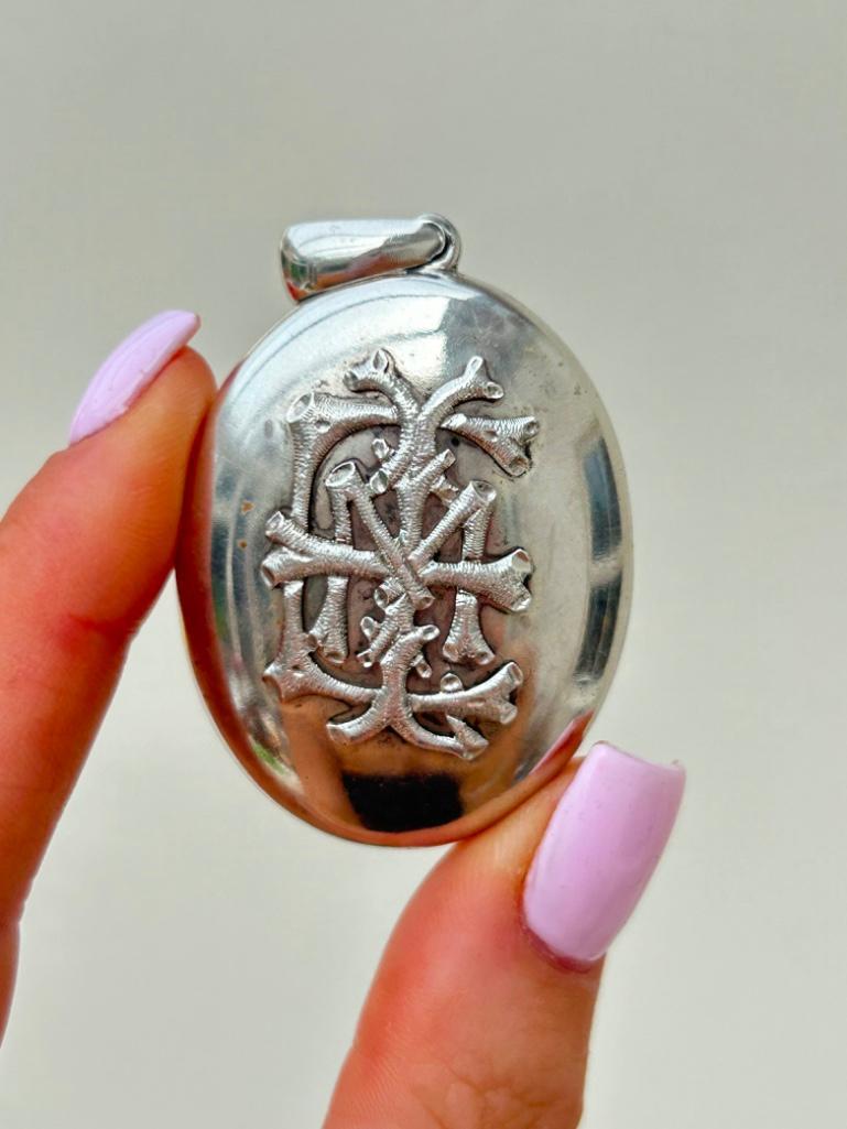 Large Antique Victorian Era Silver Locket Pendant