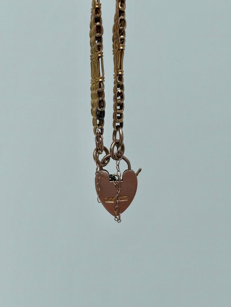 Wonderful 9ct Yellow Gold Gate Bracelet with Heart Padlock - Image 3 of 5