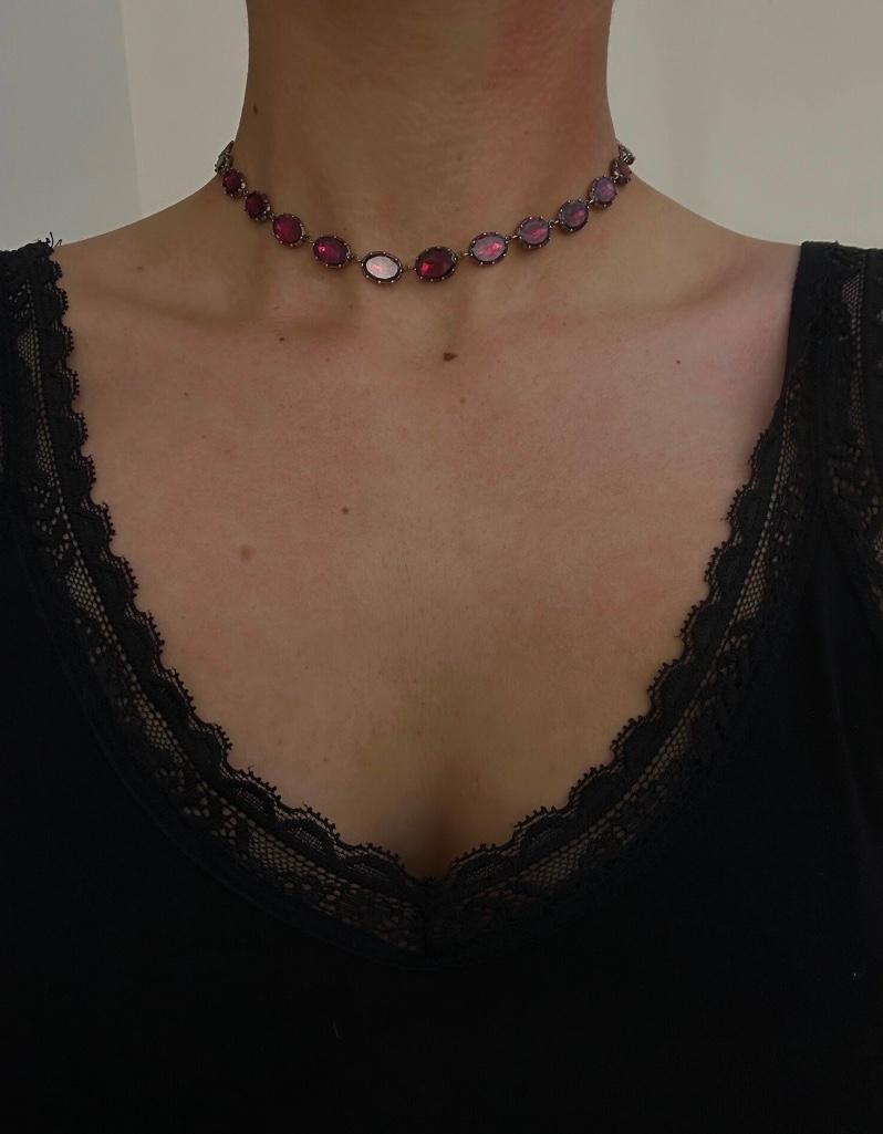 Georgian Flat Cut Garnet Necklace & Earrings Set the most exquisite Georgian garnet jewellery set - Image 2 of 4
