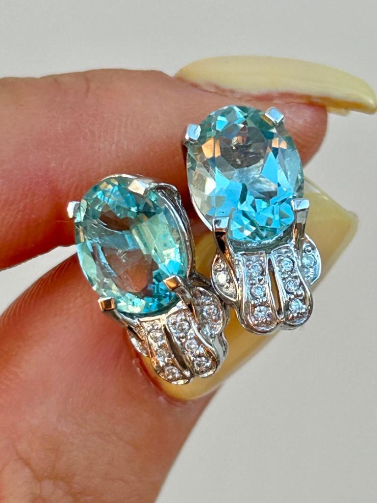 Outstanding Aquamarine and Diamond 18ct White Gold Large Earrings - Image 6 of 6