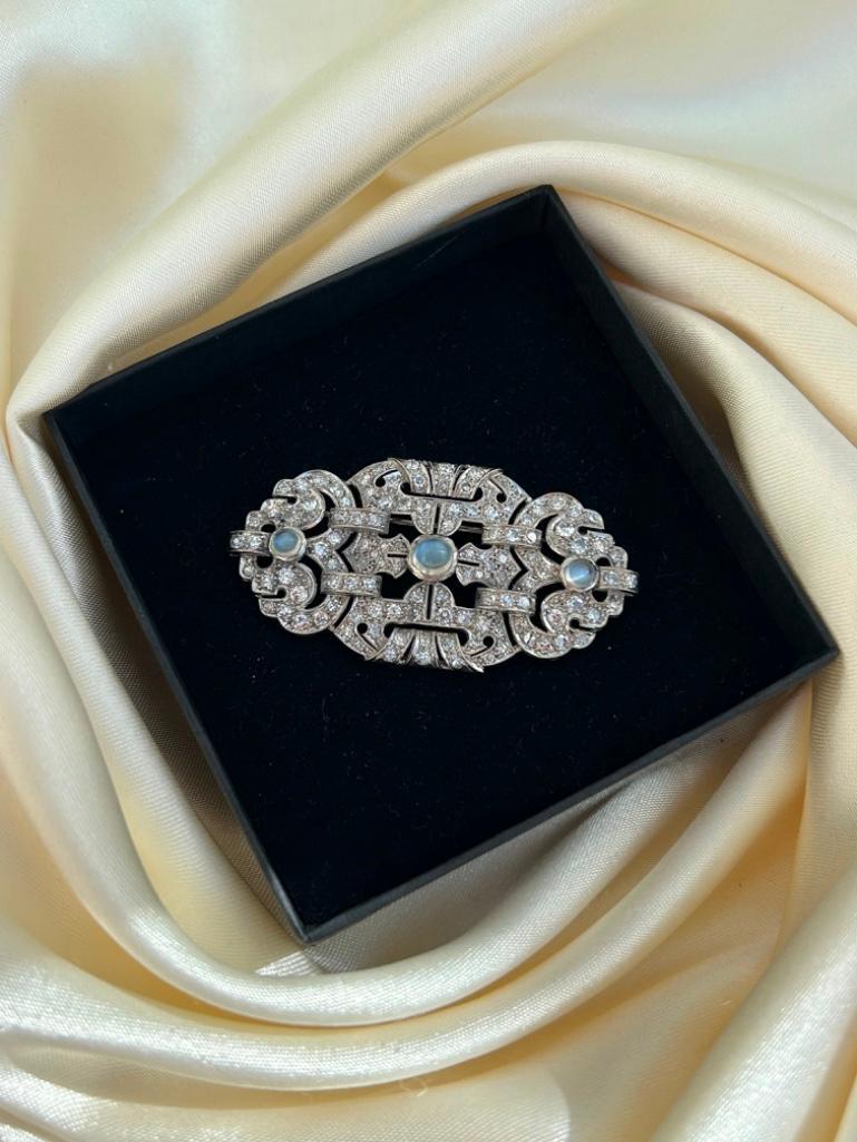 Art Deco Showstopper Moonstone & Diamond Large Brooch - Image 3 of 4
