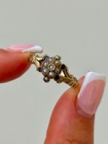 Georgian Gold Diamond, Pearl and Garnet Unusual Ring