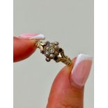 Georgian Gold Diamond, Pearl and Garnet Unusual Ring