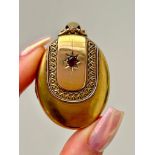 Large Antique 18ct Yellow Gold Ruby Locket Pendant