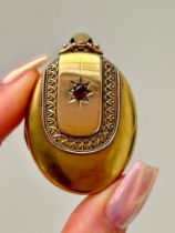 Large Antique 18ct Yellow Gold Ruby Locket Pendant