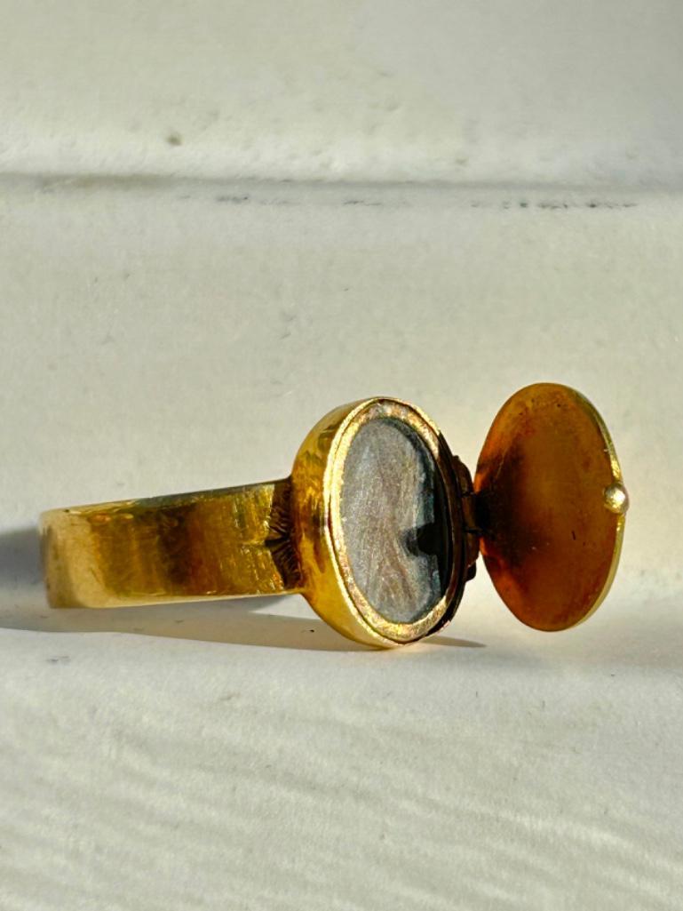 Antique 15ct Yellow Gold Poison Ring - Image 11 of 11