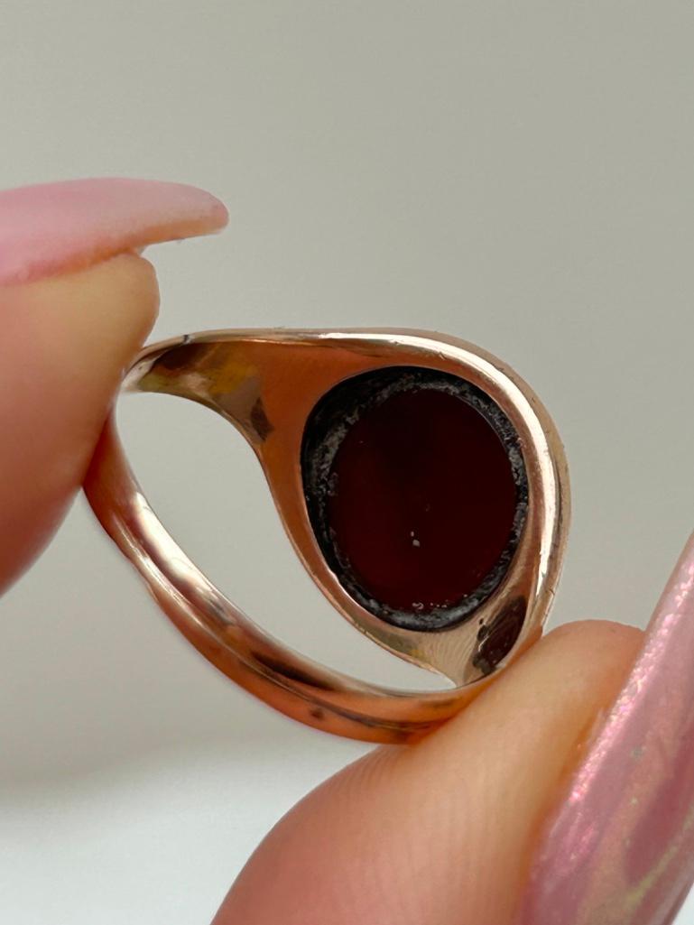 Antique Heavy 9ct Gold Carnelian Signet Ring - Image 8 of 8