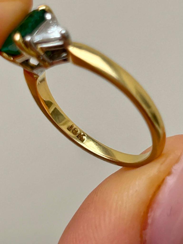 Vintage 18ct Yellow Gold Emerald and Diamond Ring - Image 7 of 8