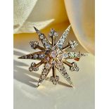 Large Antique Diamond Star Starburst Brooch