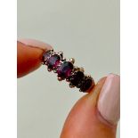 Antique Amethyst Half Hoop Ring in 9ct Gold