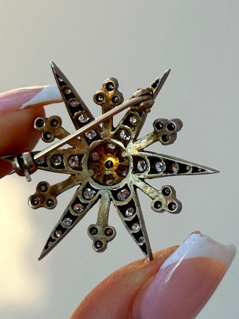 Large Antique Diamond Star Starburst Brooch - Image 9 of 9
