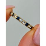 Vintage Sapphire and Diamond Full Eternity Band Ring in 18ct Gold