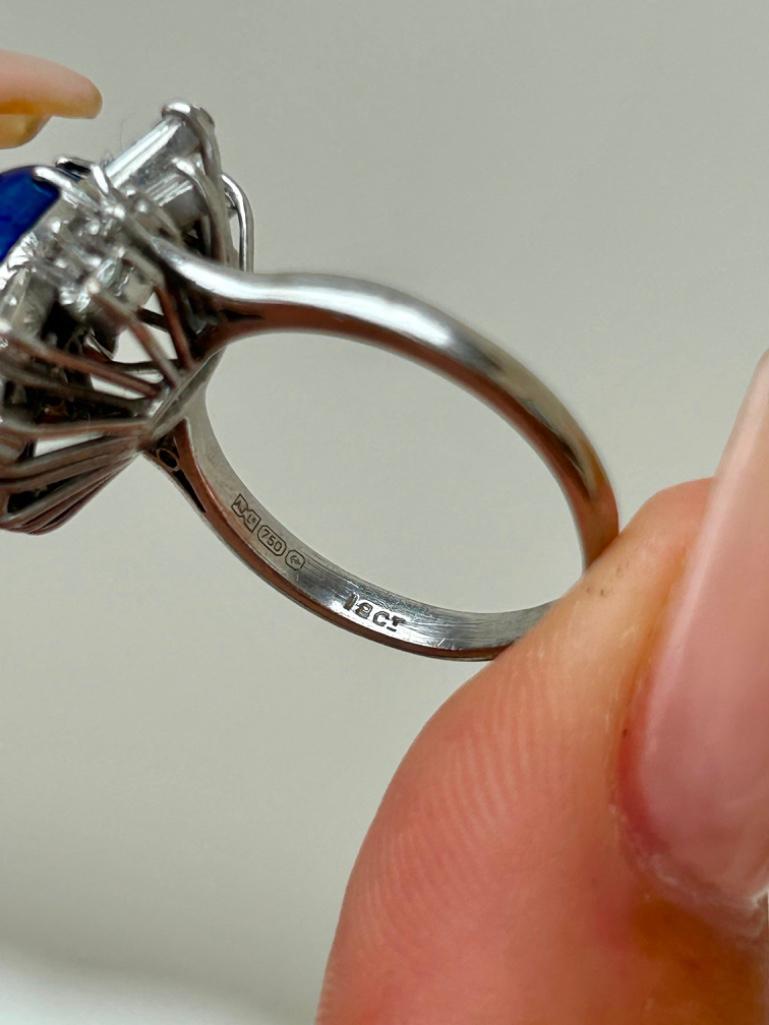 18ct White Gold Diamond and Lapis Lazuli Ring - Image 6 of 7