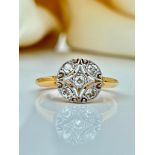 Amazing Art Deco Era 18ct Yellow Gold x Platinum Diamond Ring