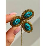 Antique 15ct Gold Turquoise and Diamond Brooch