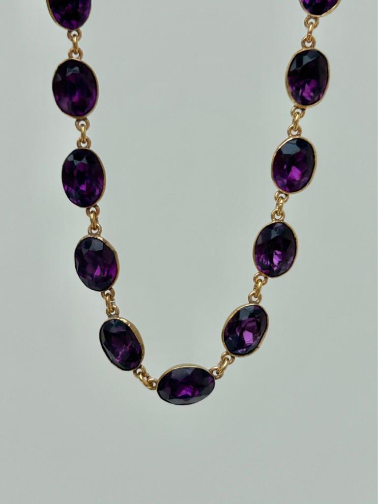 Antique Foiled Amethyst Riviere Necklace